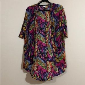 Multicolored abstract S Lularoe Lindsay Kimono